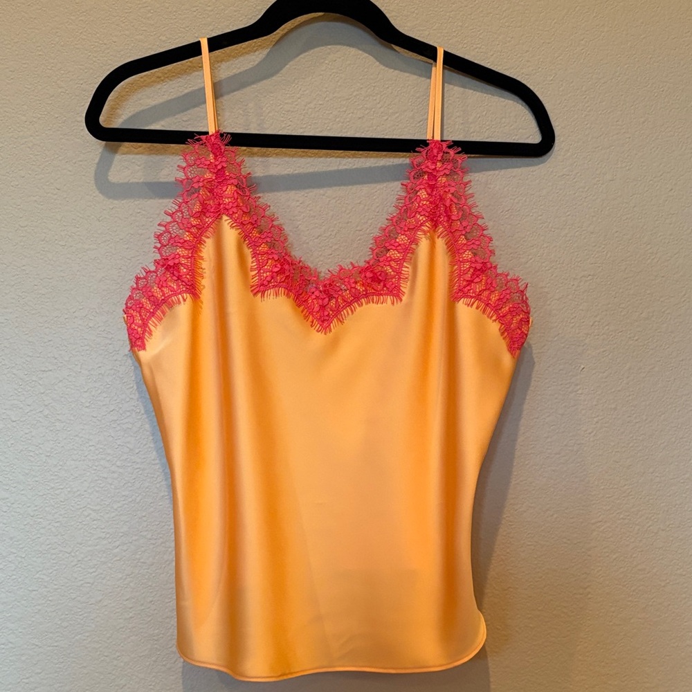 Cupcakes & Cashmere Satin Lace Trim Peach with Pink Camisole  Contemporary Look